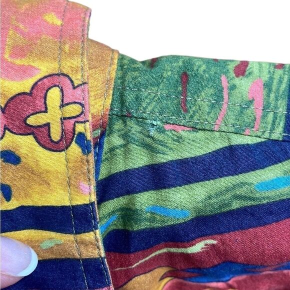 90s Vtg The territory Ahead Short Sleeve Playa Los Cocos Print Red and Brown XL - Picture 9 of 9